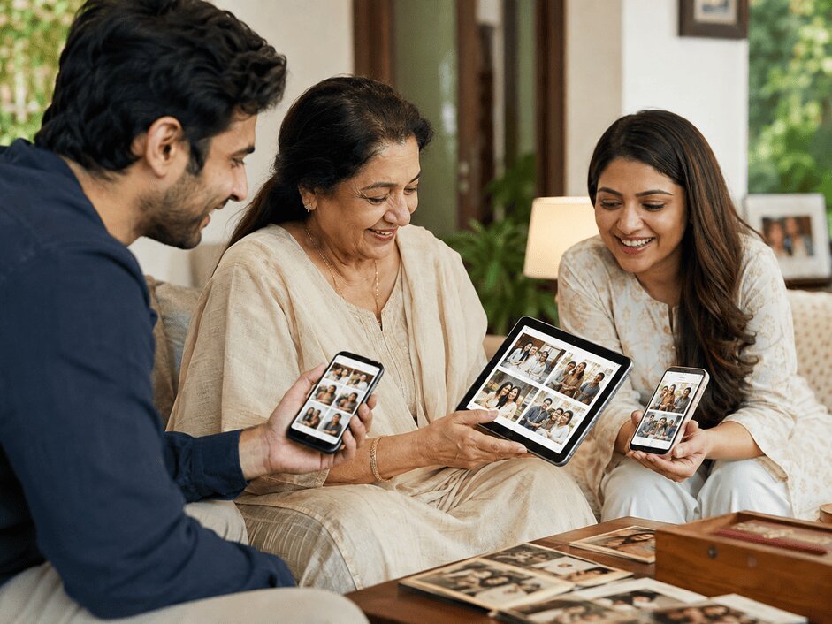 Family sharing memories across generations